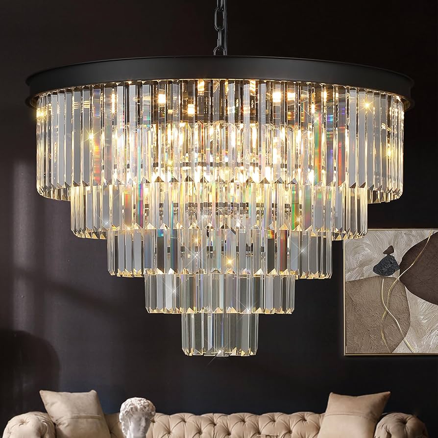 Modern Black Crystal Chandelier